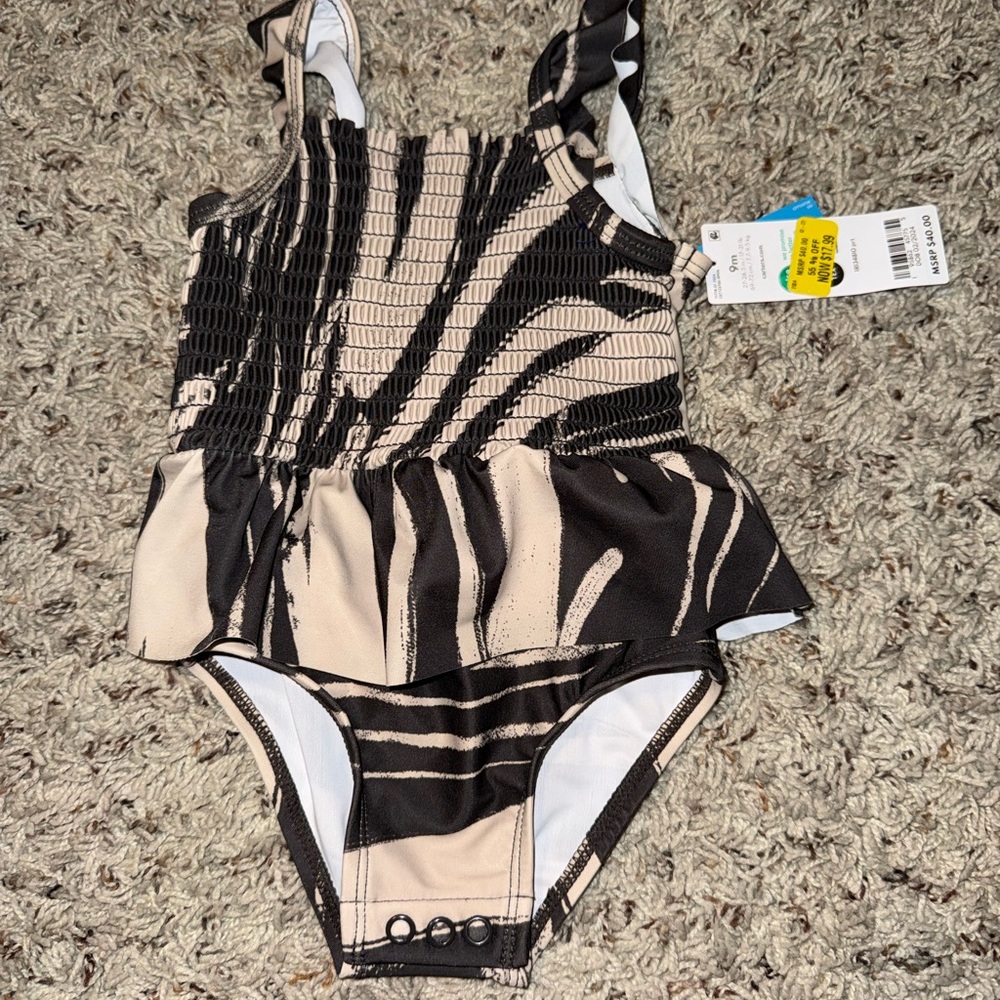 Carter's Black and Cream Zebra Baby Swimsuit